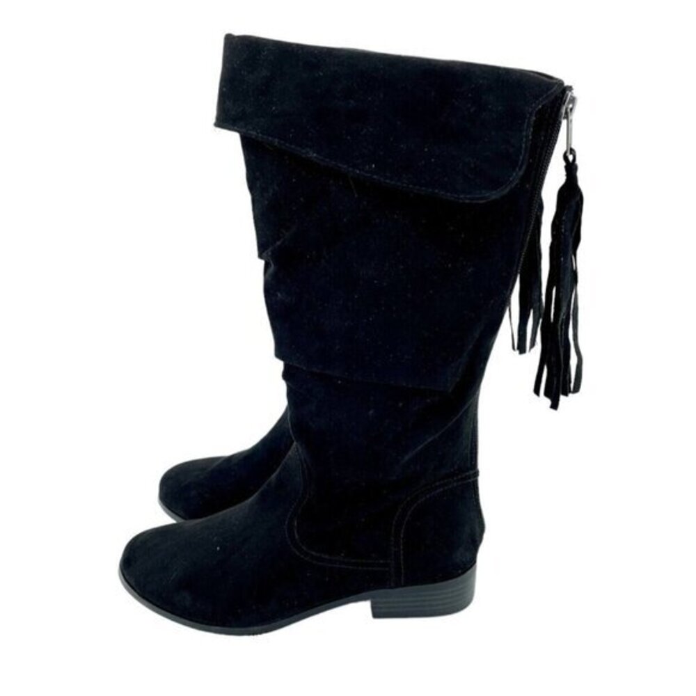 Steve Madden PIAA Black Faux Suede Knee High Riding Boots SZ 5 New